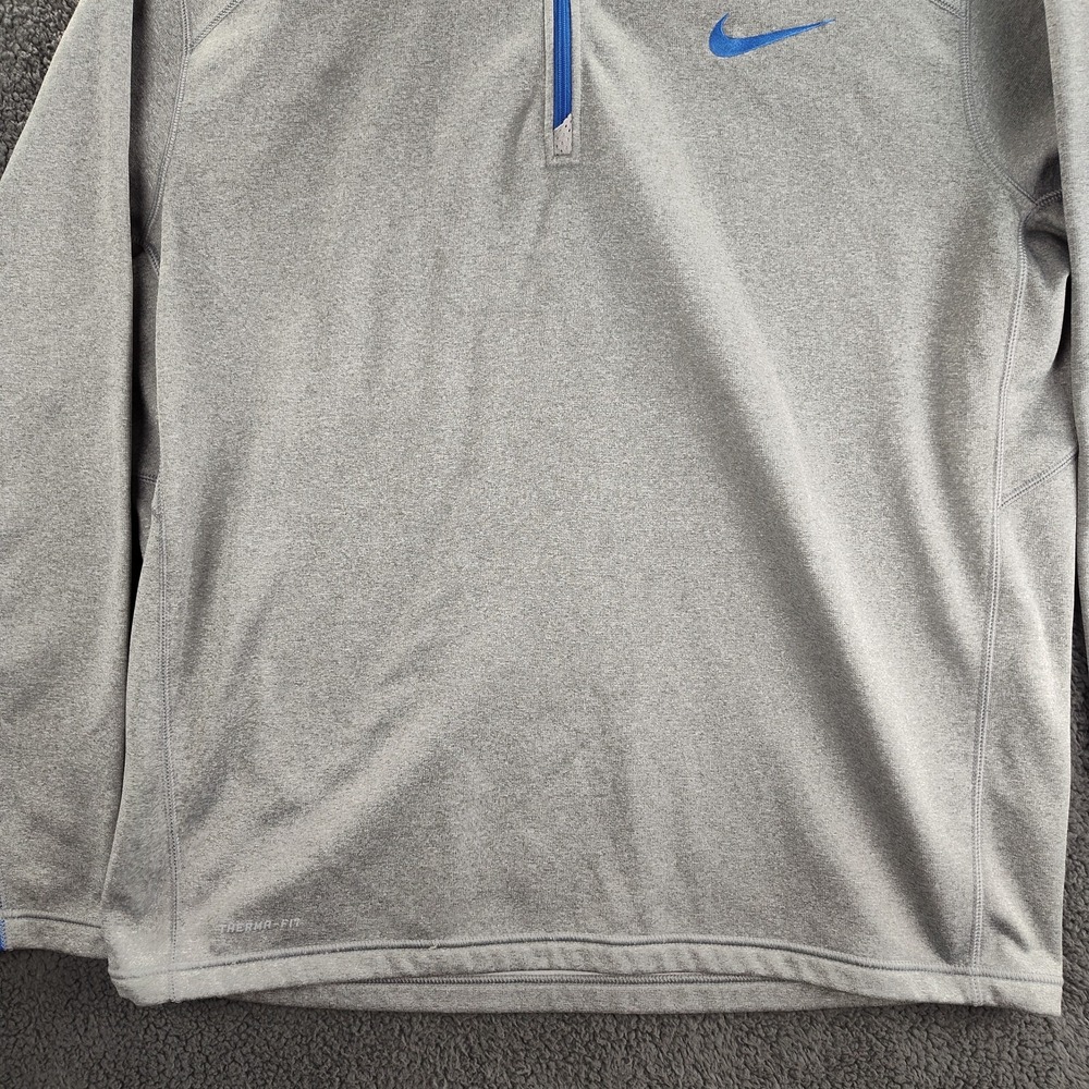 Nike Therma Fit Sweater Gray Blue Men's XL Long Sleeve 1/4 Zip Pullover Casual - Picture 6 of 12